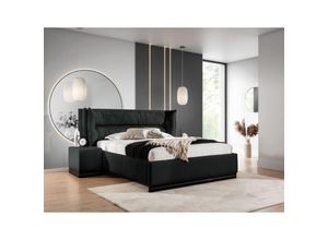 0747052047897 - Fun Moebel - Polsterbett Doppelbett Set2 hamilton 140x200cm Stoff Magic Velvet Schwarz