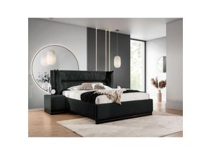 0747052047903 - Fun Moebel - Polsterbett Doppelbett Set2 hamilton 160x200cm Stoff Magic Velvet Schwarz