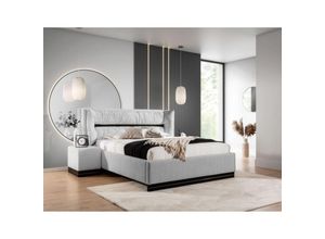 0747052047958 - Fun Moebel - Polsterbett Doppelbett Set2 hamilton 180x200cm Stoff Magic Velvet Hellgrau 0747052047958 - Fun Moebel - Polsterbett Doppelbett Set2 hamilton 180x200cm Stoff Magic Velvet Hellgrau