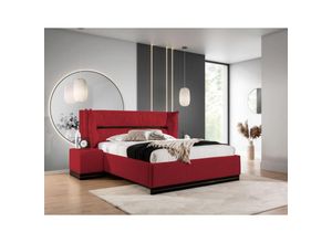 0747052048047 - Fun Moebel - Polsterbett Doppelbett Set2 hamilton 120x200cm Stoff Magic Velvet Rot