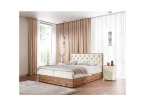 0747052048672 - Fun Moebel - Boxspringbett Schlafzimmerbett maximo 120x220cm in Stoff Torre Creme