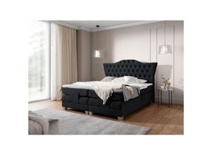 0747052048733 - Boxspringbett Elektrisch Bett FAUSTO 140x200cm in Stoff Wind Schwarz