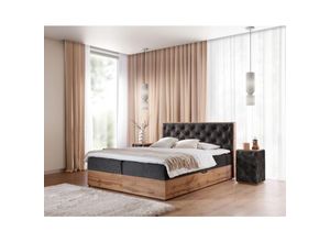 0747052051252 - Fun Moebel - Boxspringbett Schlafzimmerbett maximo 180x200cm in Stoff Torre Schwarz