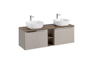 0747052052020 - Fun Moebel - Waschtischunterschrank 5-tlg akan 140cm Taupe inkl Waschtisch