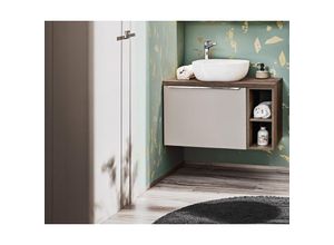 0747052052105 - Waschtischunterschrank 3-tlg AKAN 80cm Taupe inkl Waschtisch