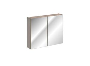 0747052052174 - Fun Moebel - Badezimmer Spiegelschrank 80cm akan Taupe inkl led