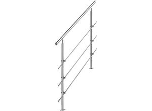 0748899713877 - Wolketon Edelstahl Handlauf Geländer Bausatz mit ohne Querstreben für Treppengeländer innen & außen Balkon (160cm 3 Querstreben)