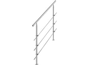 0748899713907 - VINGO Edelstahl Handlauf Geländer Bausatz mit ohne Querstreben für Treppengeländer innen & außen Balkon (150cm 3 Querstreben)