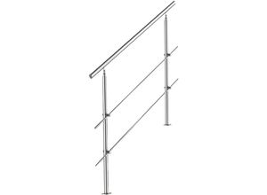 0748899713914 - Wolketon - vingo Edelstahl Handlauf Geländer Bausatz mit ohne Querstreben für Treppengeländer innen & außen Balkon (150cm 2 Querstreben)