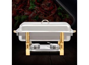 0749767411666 - Gojoy - 9 Liter Chafing Dish Speisenwärmer Edelstahl Warmhaltebehälter Wärmebehälter Set Buffet Catering Party Hotel