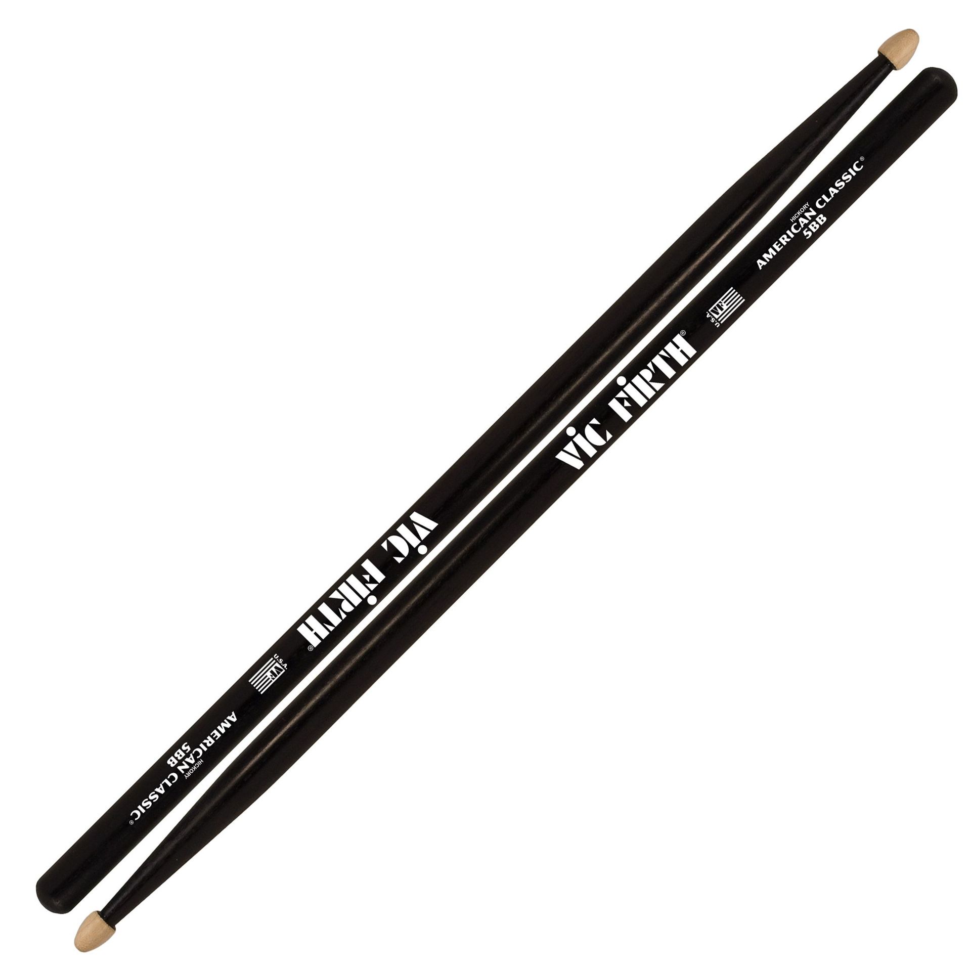 0750795015658 - Vic-Firth - 5BB Black Sticks American Classic Wood Tip