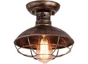 0751717717940 - Ganeed Industrial Deckenleuchte mit Metallkäfig E27 Semi-Flush Pendelleuchte Öl eingerieben Bronze Kronleuchter für Bauernhaus Veranda Küche Bad