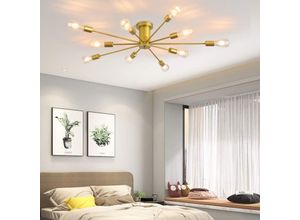 0751717720100 - Ganeed - 10 Lichter Moderner Kronleuchter Deckenleuchter Gold Industrielle Deckenlampe Mittelalter Semi Flush Mount Kronleuchter Deckenleuchte für