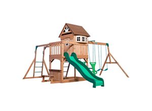 0752113302112 - Montpelier Spielturm aus Holz Stelzenhaus für Kinder mit Rutsche Schaukel Kletterwand Picknicktisch xxl Spielhaus   Kletterturm für den Garten