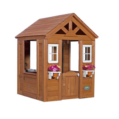 0752113653146 - Backyard Discovery - Spielhaus Timberlake aus Holz Outdoor Kinderspielhaus für den Garten inklusive Zubehör Gartenhaus für Kinder mit Fenstern - Braun