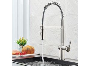 0752692592850 - wasserhahn küche ausziehbar Spring küchenarmatur mit brause spültischarmatur 360 Schwenkbar 2 Sprühmodi armatur kücheEdelstahl Gebürstetes Nickel