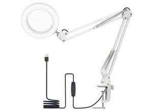 0752874270514 - Meterk - Neoglint Flexible Klemm-Tischlampe mit 8-facher Lupe Schwenkarm dimmbare LEDs Schreibtischleuchte 3 Farbmodi und 10 Helligkeitsstufen