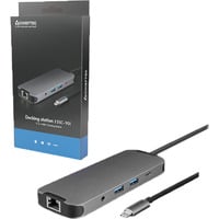 0753263077721 - Docking Station USB Type-C DSC-901 9-in-1 Dockingstation + USB Hub Grau