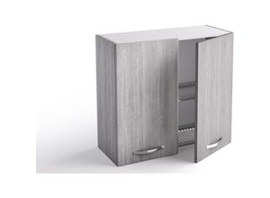 0754003760293 - Küchenoberschrank Geschirrabtropfer 80x33xH72 cm aus Holz Grau Islanda mit zwei Türen Grau