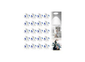 0754080630472 - Naizy - led Einbaustrahler 5W led Deckenspot Kaltweiß Einbauleuchten 20pcs Set led Deckenstrahler IP21 abs Kunstdoff + Acrylgläser Spotlight für Bad