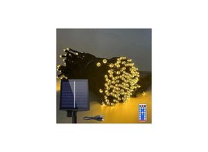 0754080631776 - Solar Lichterkette aussen 30m 300LEDs Solar Weihnachtsbeleuchtung Warmweiß Lichtervorhang mit 8 Leuchtmodi Speicherfunktion & Timer & usb IP44