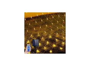 0754080631806 - Solar Lichternetz Aussen 3x2m 250LEDs Lichterkette Warmweiß Lichterkettennetz mit 8 Leuchtmodi Speicherfunktion & Timer & usb & Dunkelgrüne