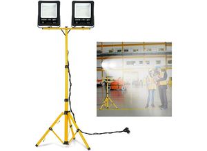 0754080643991 - Baustrahler led Flutlicht Strahler Arbeitsleuchte Bauscheinwerfer Floodlight mit Stativ und EU-Stecker für Innen-und Außenbereich (2 200W Kaltweiß)