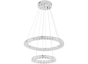 0754080644455 - Led Kronleuchter Moderne Kristall Deckenlampe Hängelampe Pendelleuchte Hängeleuchte für Wohnzimmer Esszimmer Schlafzimmer Zwei Ringe (48W Kaltweiß)