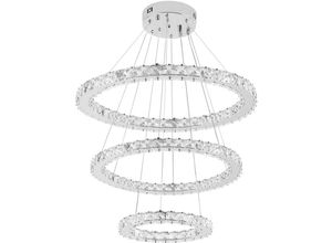 0754080644486 - Yardin - led Kronleuchter Moderne Kristall Deckenlampe Hängelampe Pendelleuchte Hängeleuchte für Wohnzimmer Esszimmer Schlafzimmer Drei Ringe (72W