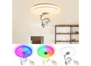 0754080644561 - Led Deckenleuchte rgb Deckenlampe mit Bluetooth Lautsprecher Dimmbar Sternenhimmel Flach Deckenbeleuchtung mit APP-Steuerung und Fernbedienung für