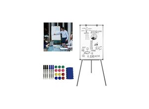 0754080645698 - Yardin - Flipchart Magnetisch Whiteboard mit Ständer Mobiles Whiteboards mit Dreibein Ständer Höhenverstellbar 90-160cm Abwischbar White Board