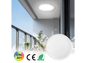 0754080668734 - Aufun - led Deckenleuchte Flach Rund Weiß 36W 6000K-6500K IP44 Wasserfest Modern Badezimmer Lampe Badlampe Küchenlampe Ø285CM