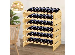 0754080703589 - Uisebrt - Weinregal Holz Flaschenregal Weinregal Stapelbar mit 6 Ebenen für 48 Flaschen Weinregale Weinregal Holz Stehend 815x28x83cm für Bar