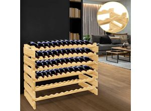 0754080703596 - Uisebrt - Weinregal Holz Flaschenregal Weinregal Stapelbar mit 6 Ebenen für 72 Flaschen Weinregale Weinregal Holz Stehend 87x28x118cm für Bar