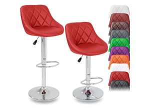 0754235603979 - 2er Set Barhocker Barstuhl Tresenhocker Küchenhocker Hocker Loungesessel 2x rot - Tresko