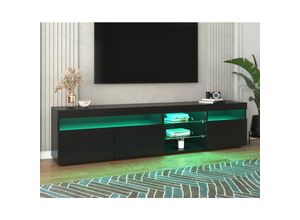 0755793389893 - Merax - Schwarz moderner TV-Schrank helles Panel variable LED-Beleuchtung Wohn- und Esszimmer 180cm