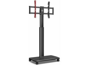 0756839829397 - Tv Bodenstnder Rollbar mit Holzablage tv Standfu tv Stnder Fernsehstand mit Rollen hhenverstellbar schwenkbar f¨¹r 32 bis 65 Zoll Flachbildschirm bis