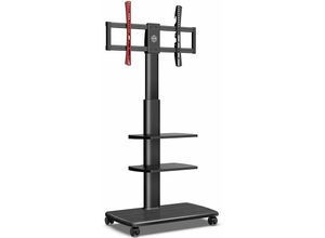 0756839829403 - Tv Bodenstnder Rollbar mit 3 Ablagen tv Standfu tv Stnder Fernsehstand mit Rollen hhenverstellbar schwenkbar f¨¹r 32 bis 65 Zoll Flachbildschirm bis