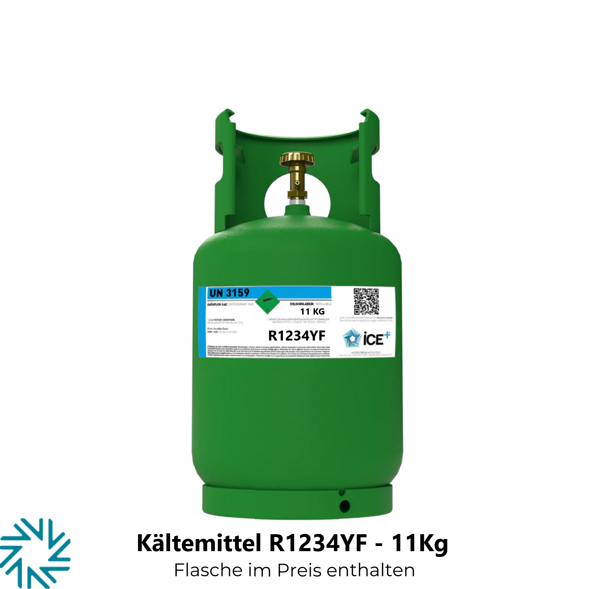 0757090902874 - R134A air conditioning gas refrigerant filling weight 12 kg rechargeable cylinder 1 4 connection