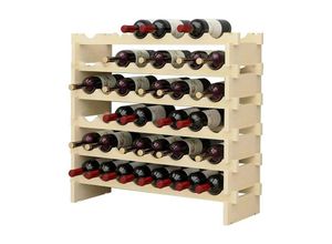 0757837436266 - Soges - Stapelbares modulares Weinregal Kleines Weinlagerregal Freistehende Weinregale aus massivem Naturholz (Natur 8 x 6 Reihen (48