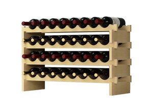 0757837436273 - Weinregal Stapelbares Weinregal 4-Tier Weinlagerung für 32 Flaschen Weinständer Flaschenständer Weinlagerschrank aus Holz Weinregal Holz Stapelbar