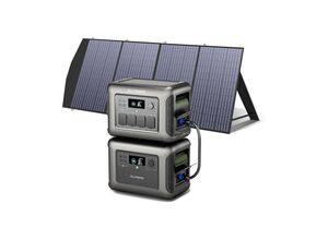 0758287349441 - Allpowers - Tragbare Powerstation R1500 mit Zusatzakku B1000 mit SP033 200W Solarpanel Kapazität von 1152Wh auf 2304Wh LiFePO4 Batterie 1800W