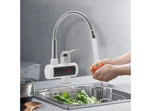 0758439617855 - Elektrische Wasserhahn mit Durchlauferhitzer 220v für Küche Garten Bad Wohwagen Camping Smart Heater Armatur mit Sofortiger Warmwasserbereiter