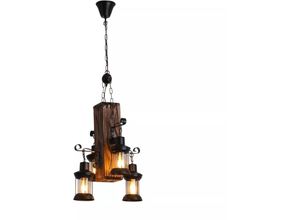 0758439620305 - Industrial Vintage Pendelleuchte 4 Köpfe Lantern Kronleuchter Retro Höhenverstellbar Esszimmer Deckenleuchte Hängelampe