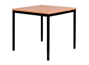 0759119993092 - Lüllmann - Schreibtisch Profi Besprechungstisch Büromöbel Verkaufstisch Computertisch 80 x 80 cm ral 9005 Schwarz Buche Dekor 331011 - braun