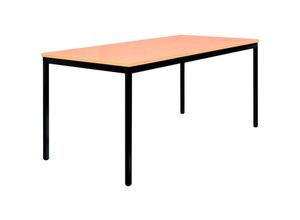 0759119993153 - Lüllmann - Schreibtisch Profi Besprechungstisch Büromöbel Verkaufstisch Computertisch 120 x 80 cm ral 9005 Schwarz Buche Dekor 331031 - braun