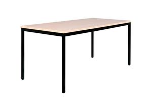 0759119993313 - Lüllmann - Schreibtisch Profi Besprechungstisch Büromöbel Verkaufstisch Computertisch 160 x 80 cm ral 9005 Schwarz Ahorn Dekor 331102 - beige