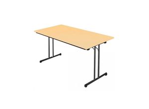 0759119994327 - Lüllmann ® - Klapptisch Besprechungstisch Kantinentisch Verkaufstisch Schreibtisch 120 x 80 cm ral 9005 schwarz Ahorn-Dekor 350492 - braun