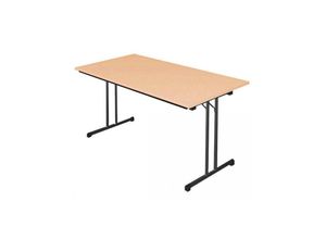 0759119994341 - Lüllmann ® - Klapptisch Besprechungstisch Kantinentisch Verkaufstisch Schreibtisch 140 x 70 cm ral 9005 Schwarz Buche-Dekor - braun