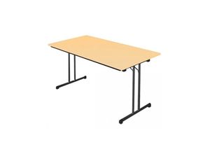 0759119994419 - Lüllmann ® - Klapptisch Besprechungstisch Kantinentisch Verkaufstisch Schreibtisch 160 x 80 cm ral 9005 Schwarz Ahorn-Dekor - beige